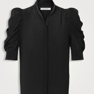 Frame Denim Black Puff Sleeve Blouse